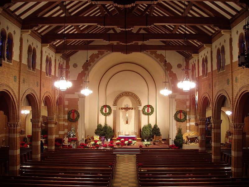 Our Lady of Guadalupe Church decorated for the Christmas season